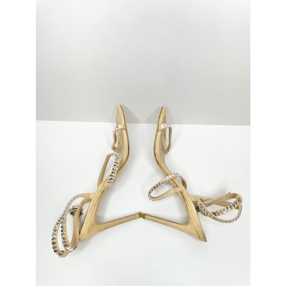 Stuart Weitzman Sandals Womens 8 Suede Leather Ankle Strap Crystal Detailed - Picture 8 of 12